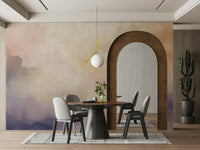 Large scale heaven-inspired mural for a yoga or wellness room.