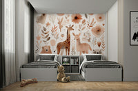 Soothing wild animal design for bedrooms or nurseries in mural.

