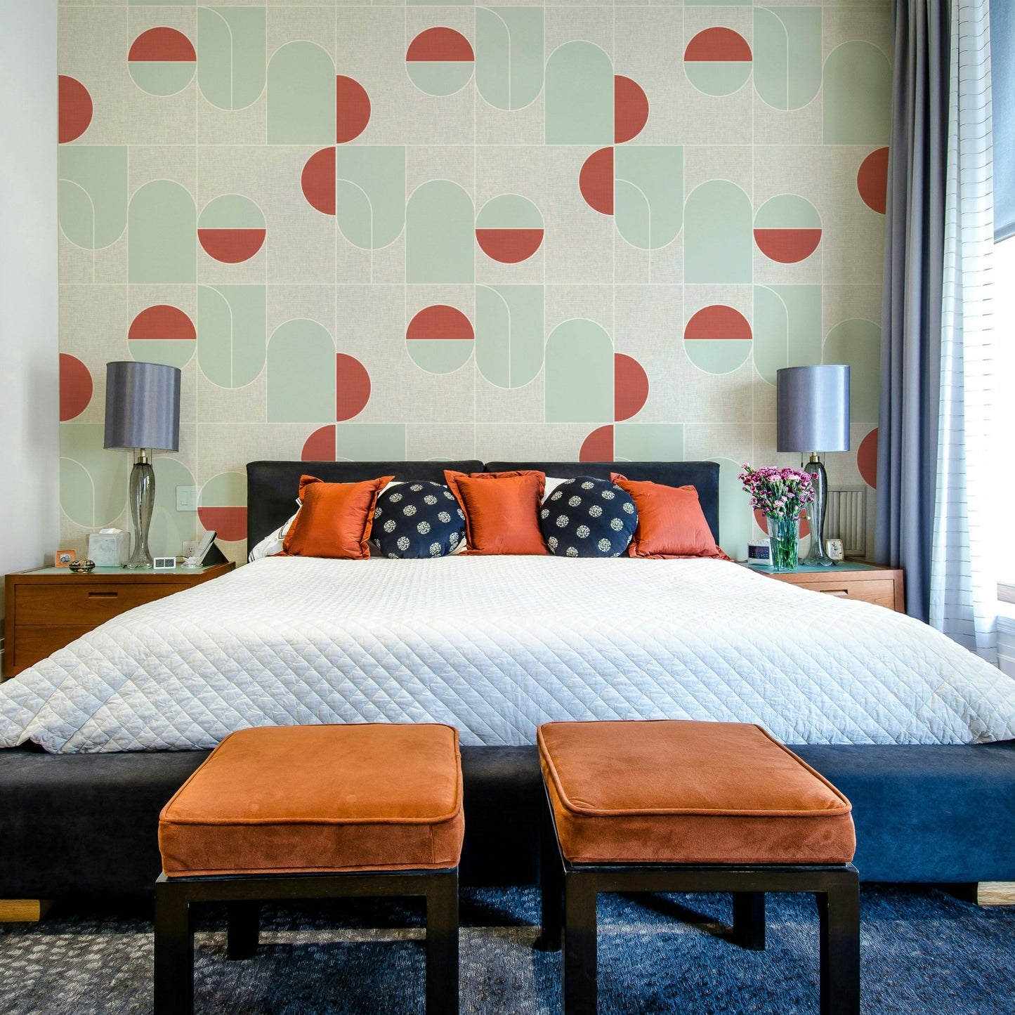Sophisticated wallpaper with tonal geometric forms

