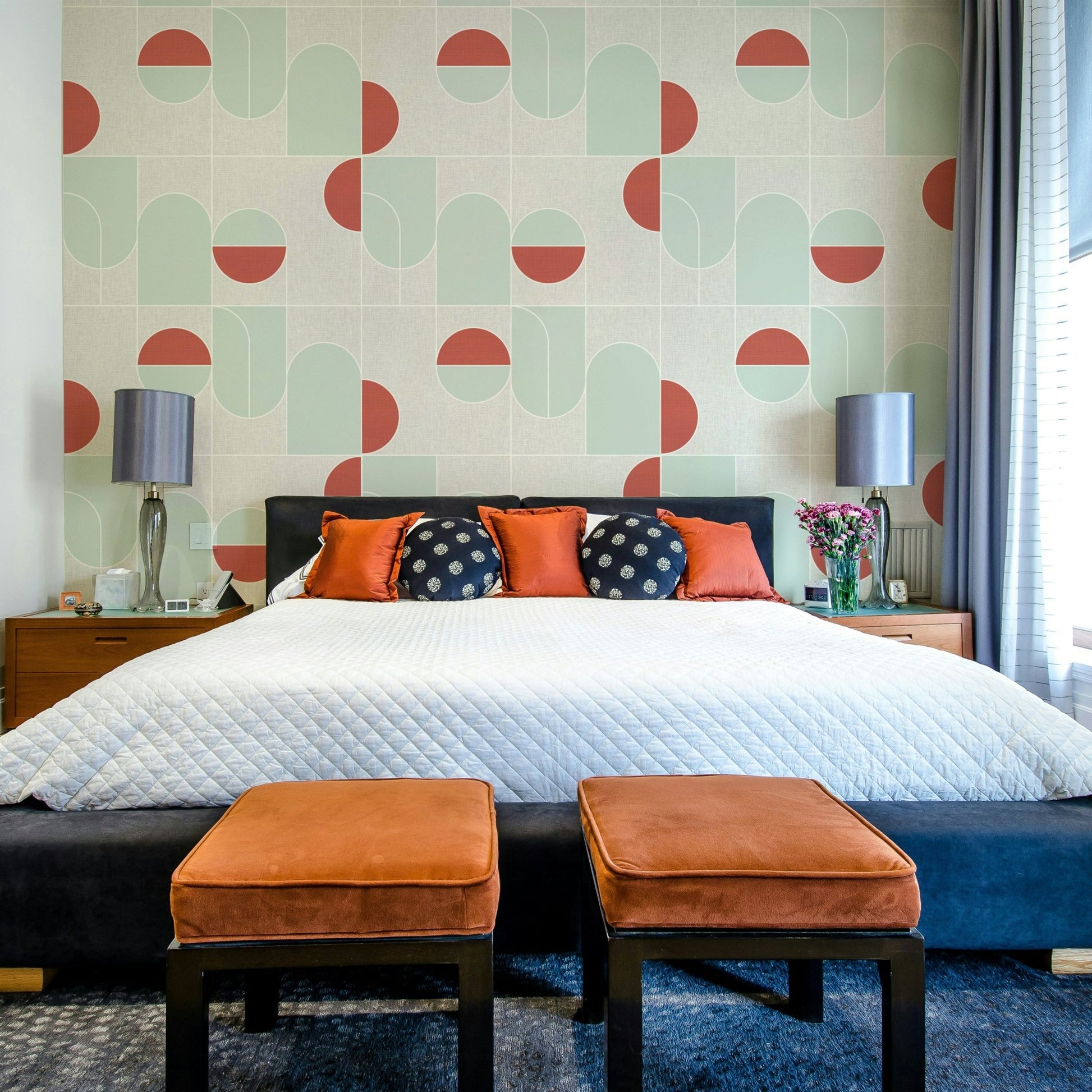 Sophisticated wallpaper with tonal geometric forms

