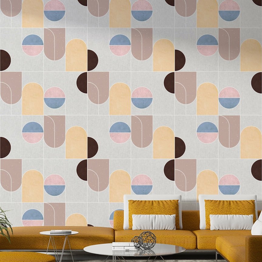 Hexagon and square motifs arranged in clean grid design

