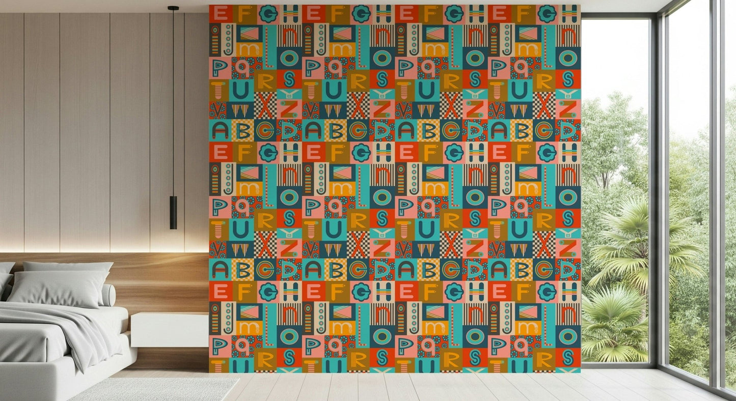 Retro Geometric ABCs wallpaper dapper graphic layout original letter collage flashy.