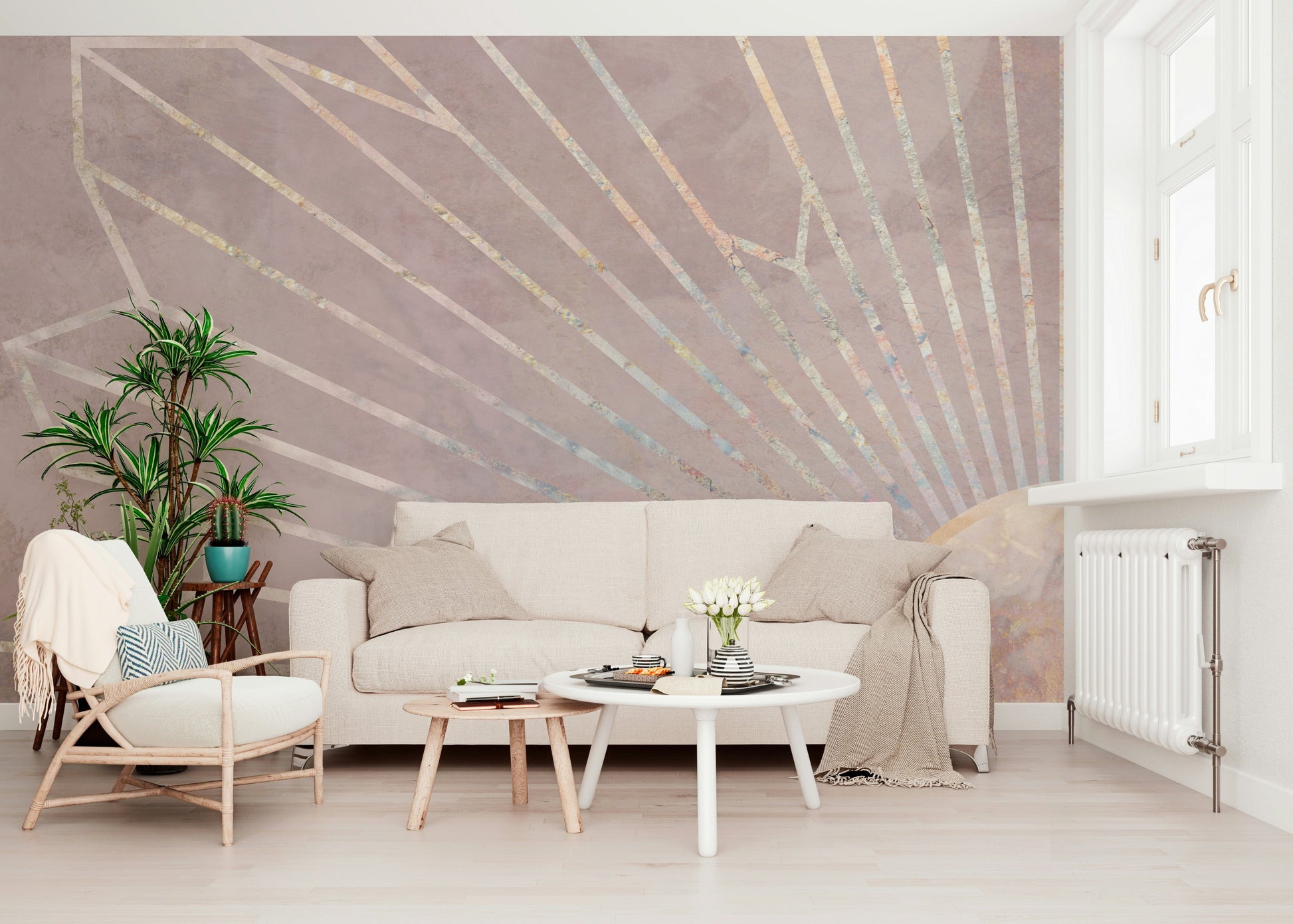 An artistic minimalist design mural for home decor.