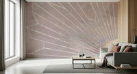A serene abstract block wall mural with a radiant effect.