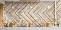 Soft charcoal and light pine fusion wall mural for contemporary walls.