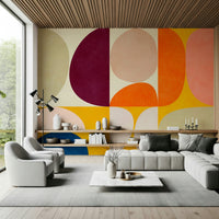 An artistic soft focus mural on minimalist wallpaper.