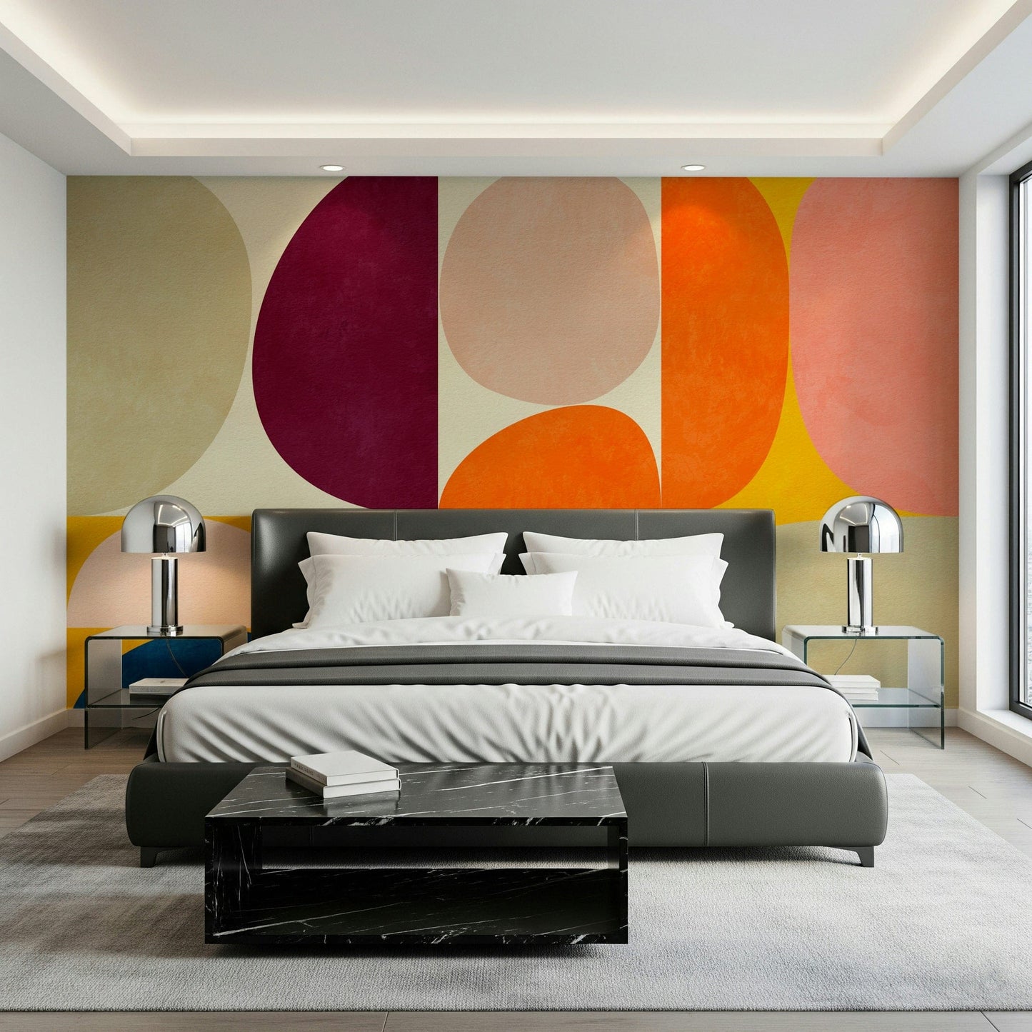 A beautiful abstract orbital wallpaper mural with circular or rounded shapes.