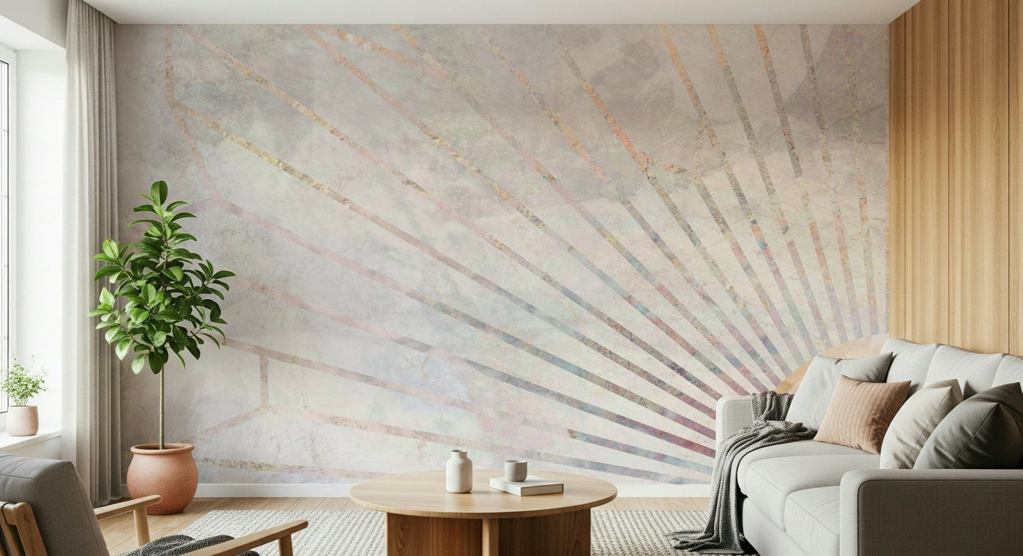 A beautiful modern art wall mural for a living room.