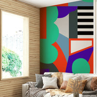 Geometric Echoes mural with striking patterns and vibrant color

