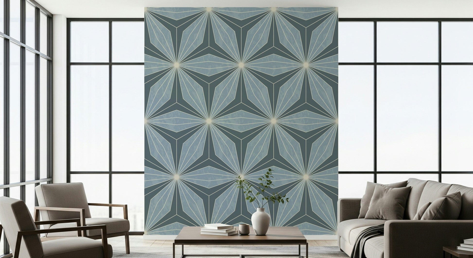 Textured deco fan wallpaper known as Geometric Flowers Radiance.