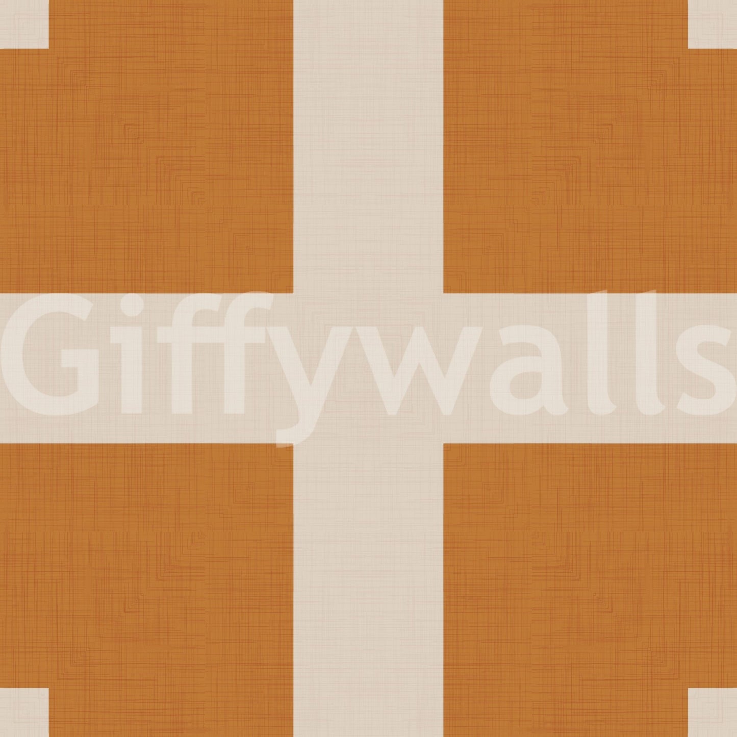 Geometric Grid Blocks Terracotta Cream Wallpaper⁠