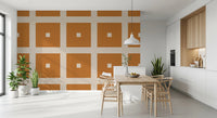 Geometric Grid Blocks Terracotta Cream Wallpaper⁠