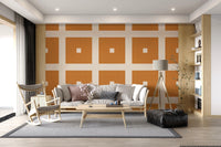 Geometric Grid Blocks Terracotta Cream Wallpaper⁠