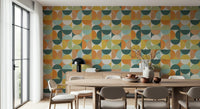 Modern retro wallpaper with overlapping half circles