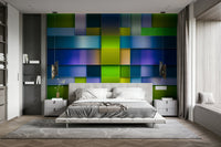 Layered rectangle pattern in bold colors
