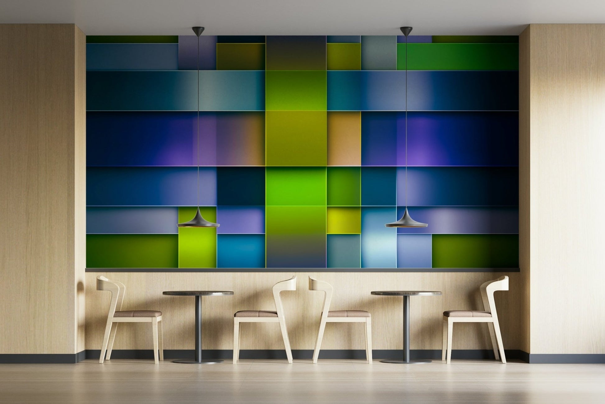 Creative mural with layered rectangles
