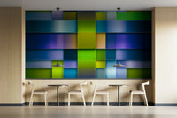 Creative mural with layered rectangles
