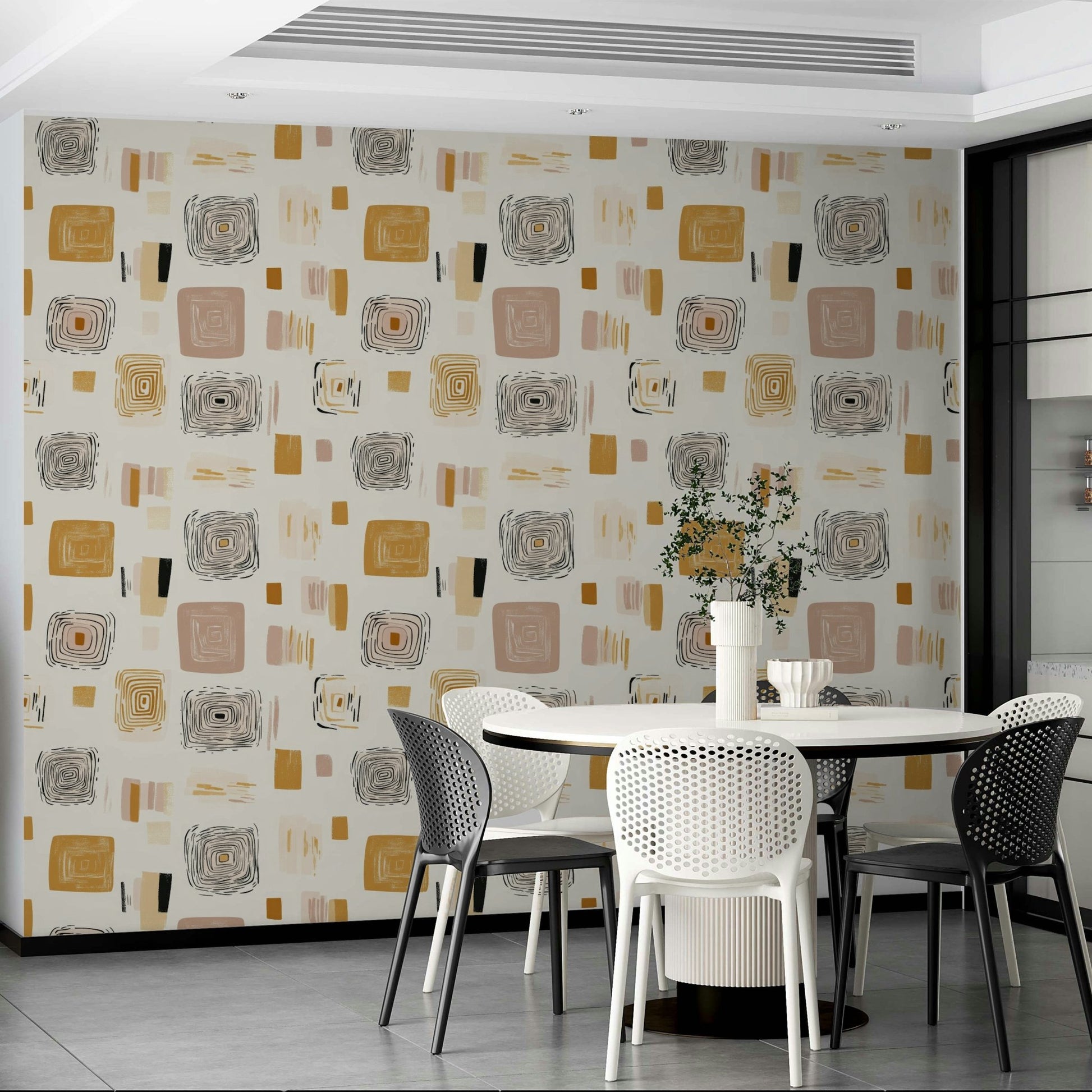 Elegant geometric pattern wall mural for minimalist spaces.

