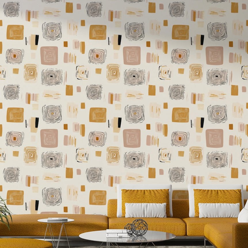 Modern geometric pattern wallpaper perfect for contemporary rooms.

