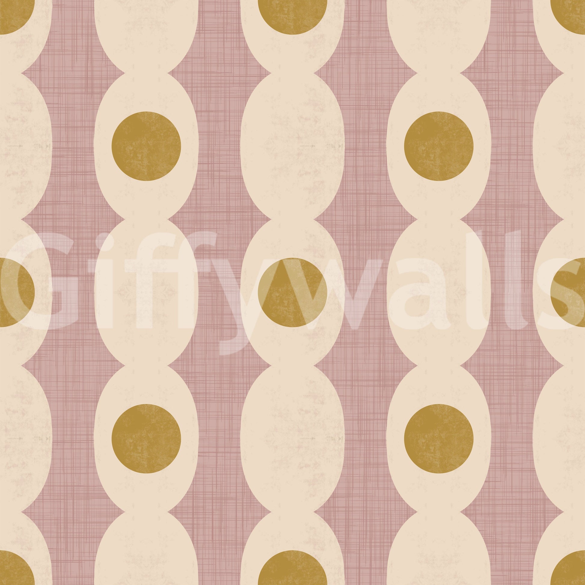 Mod-inspired linked pattern mural bringing a chic, structured look to interiors.