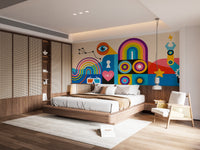 Vibrant Geometric Art Mural - Giffywalls