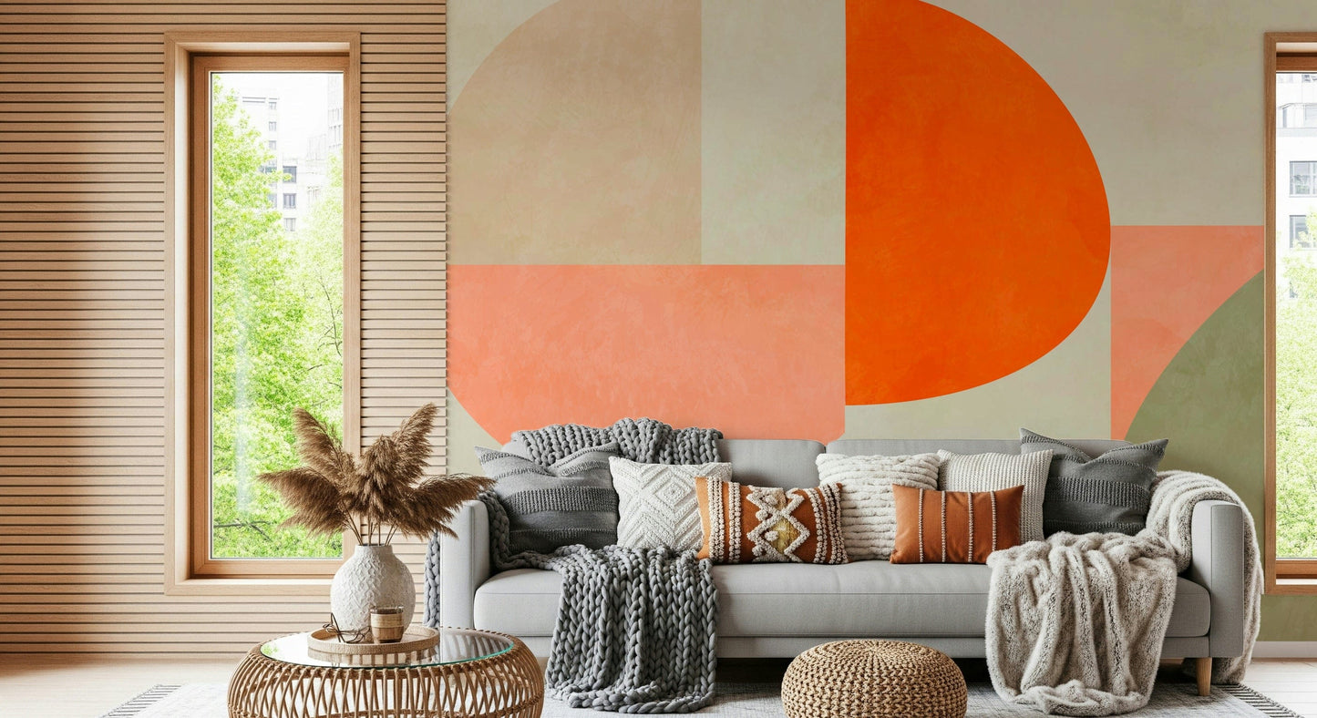 A peaceful abstract design mural on decorative wallpaper.

