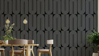 Geometric pill shape linear outlined wallpaper decor.
