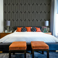 Minimalist monochrome arch outlined wallpaper art print.
