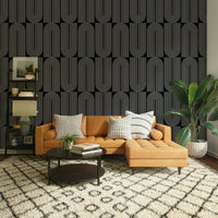 Graphic arch repeat design outlined wallpaper for rooms.
