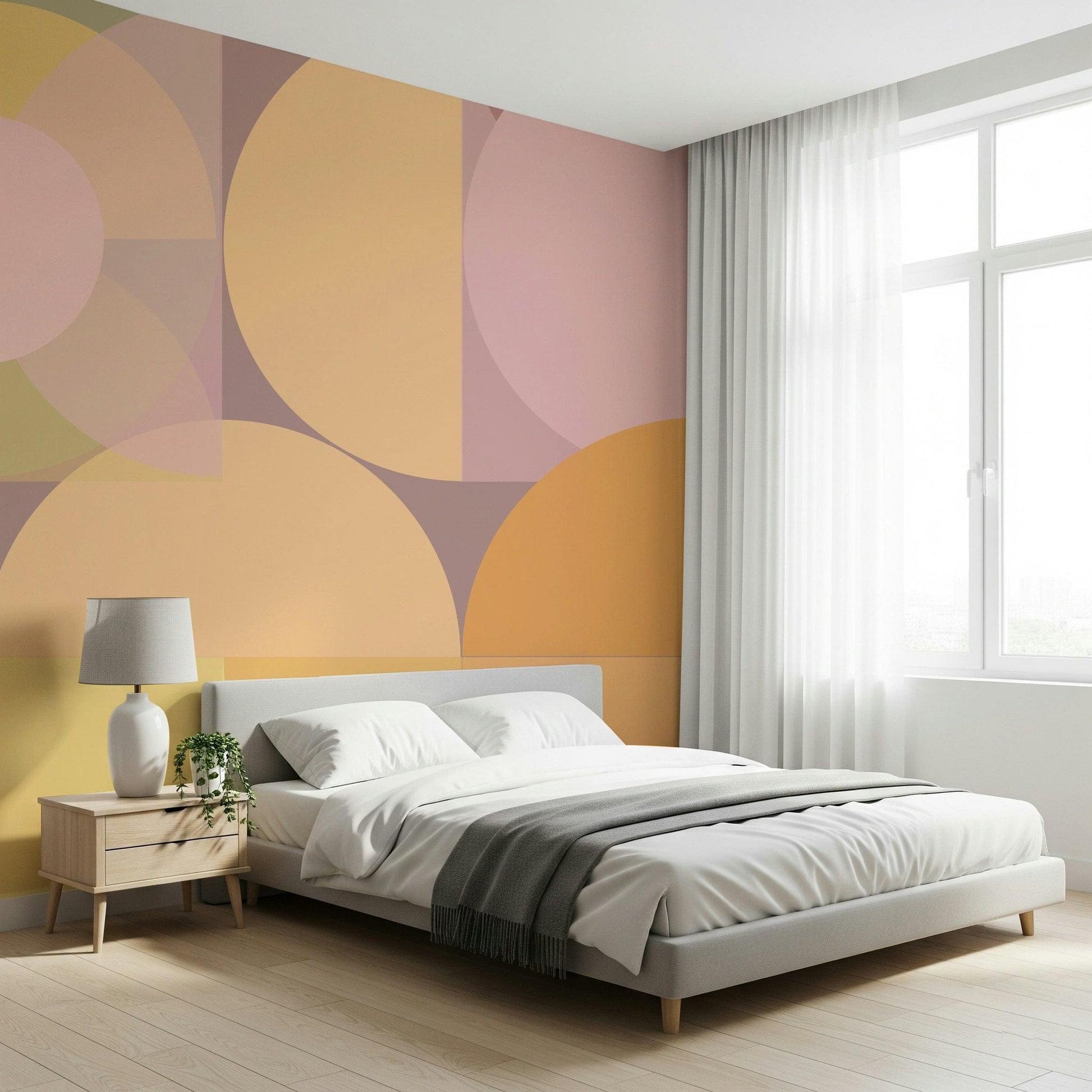 Soft pastel hues form a calming, repeating pattern in this abstract Geometric Wallpaper.