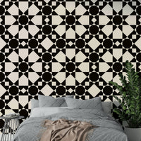 Graphic diamond star art deco wallpaper with sharp lines.
