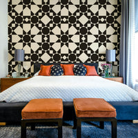 Vintage art deco star motif wallpaper for accent walls.
