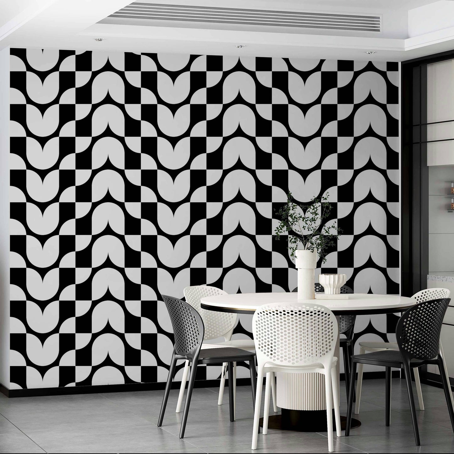 Elegant floral art deco wallpaper with repetitive tulips.
