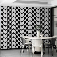 Elegant floral art deco wallpaper with repetitive tulips.
