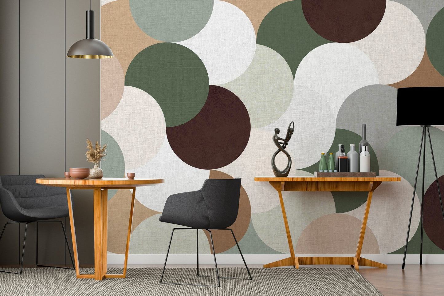 Gold and navy geometric wallpaper for walls

