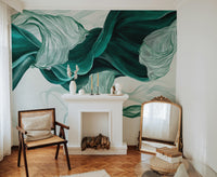 Fluid motion of fabric in Abstract Flowing Fabric Wall Mural

