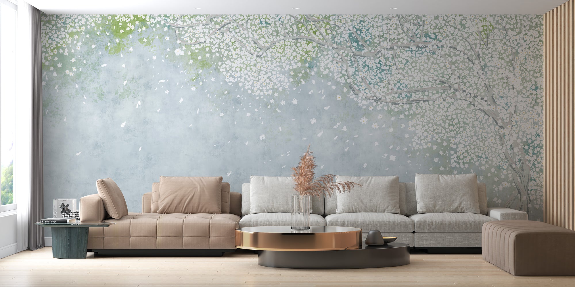 Vintage Sakura Floral wallpaper for living room decor