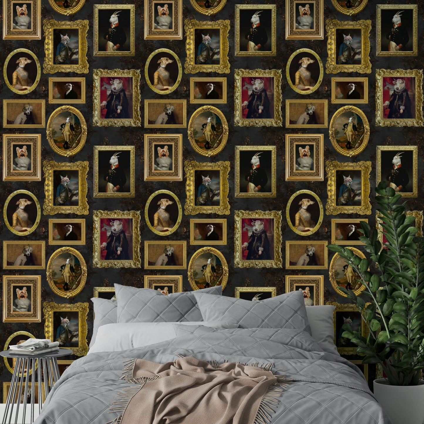 Animal portraits in a variety of poses.

