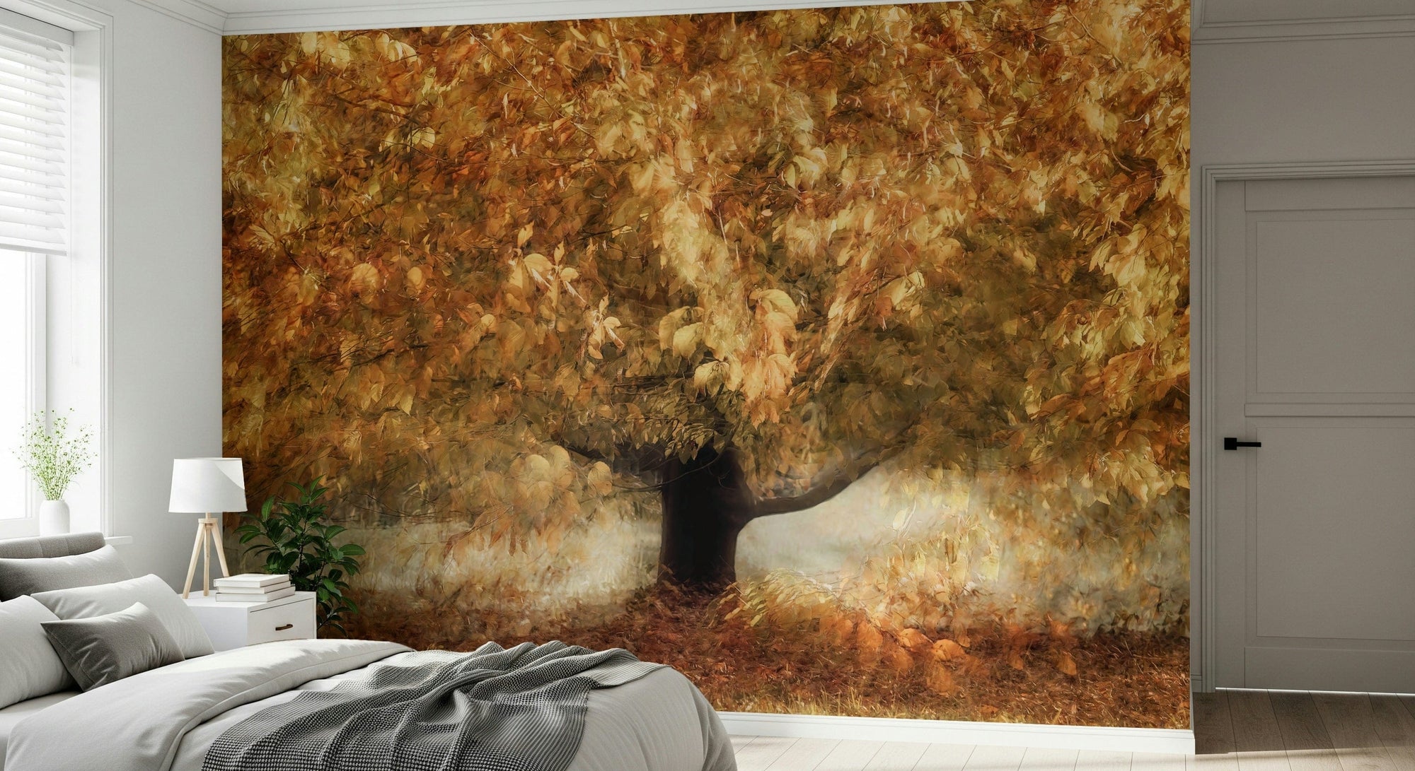 A peaceful organic pattern mural on decorative wallpaper.