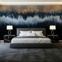 A serene flowing design wall mural with gilded details.