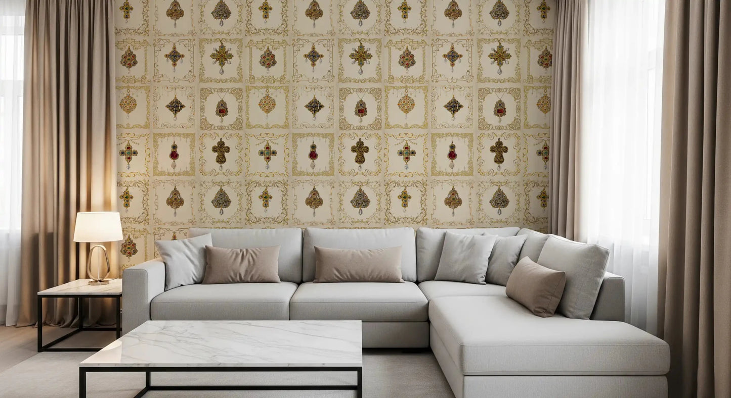 Gilded Relics Pattern Wall Mural