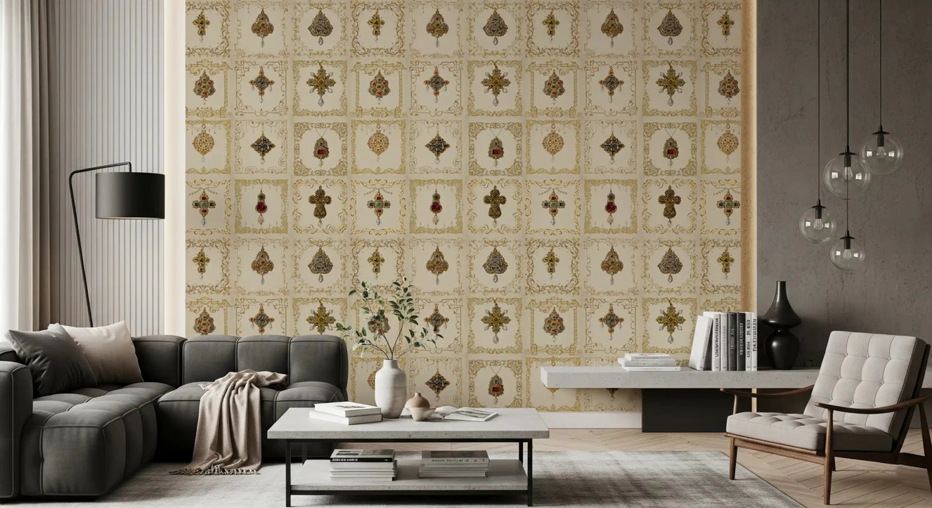 Gilded Relics Pattern Wall Mural