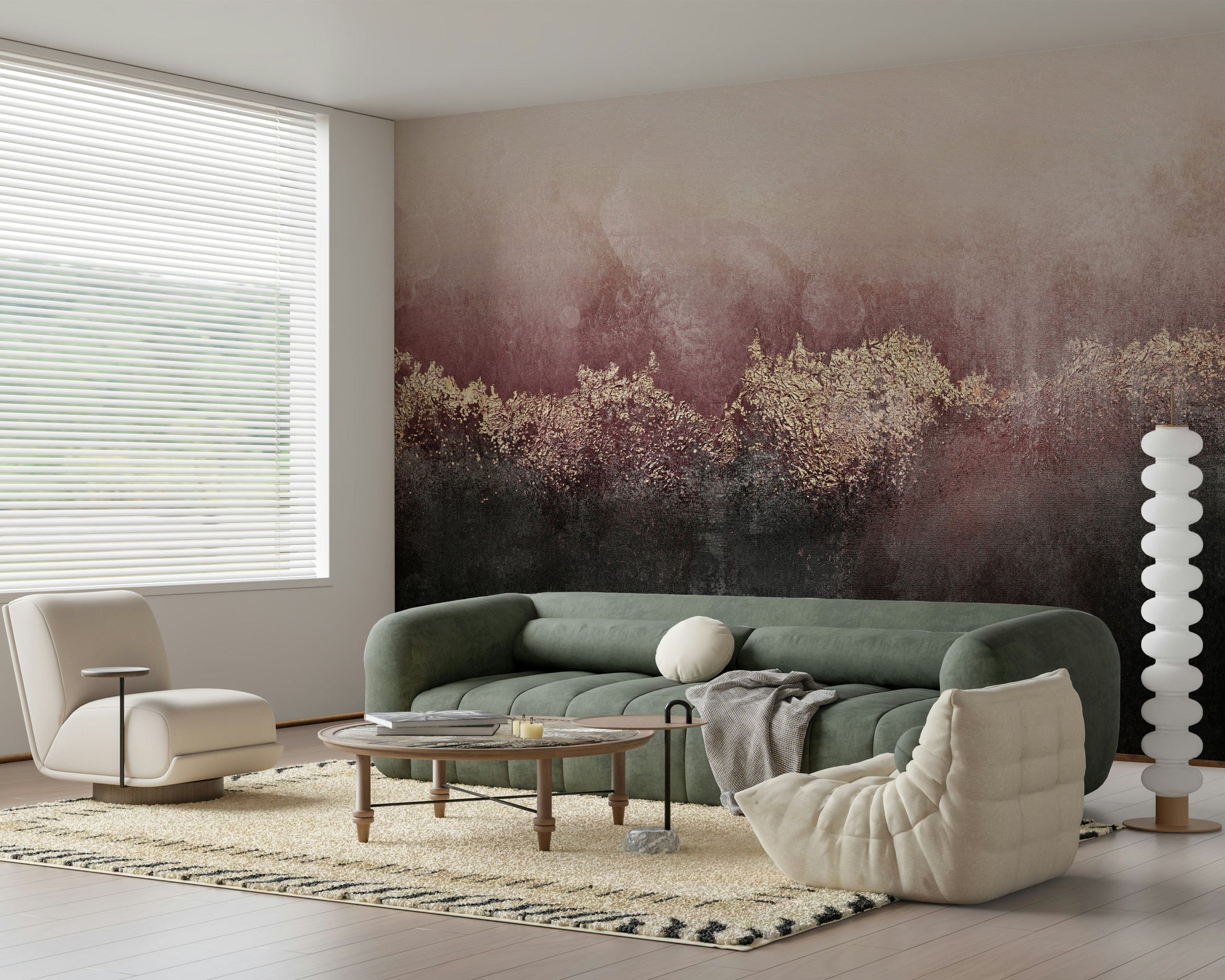 A classic soft floral wallpaper for walls.