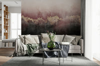 A graceful subtle flower wall mural in rich, lavish tones.