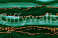 The wallpaper features a subtle, gold-veined pattern.

