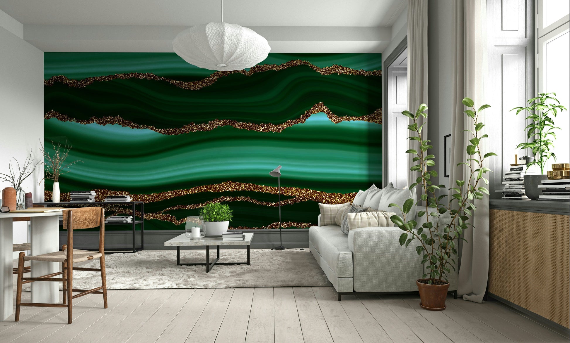 The wallpaper is perfect for an accent wall.


