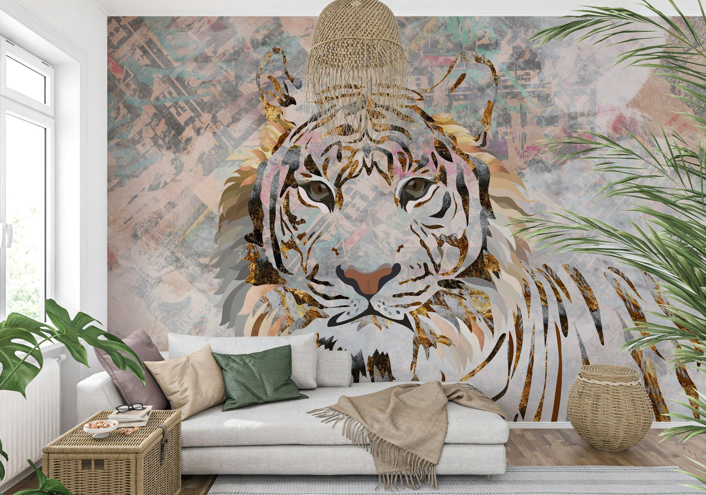 Gilded Tiger Collage Wall Mural -2466698