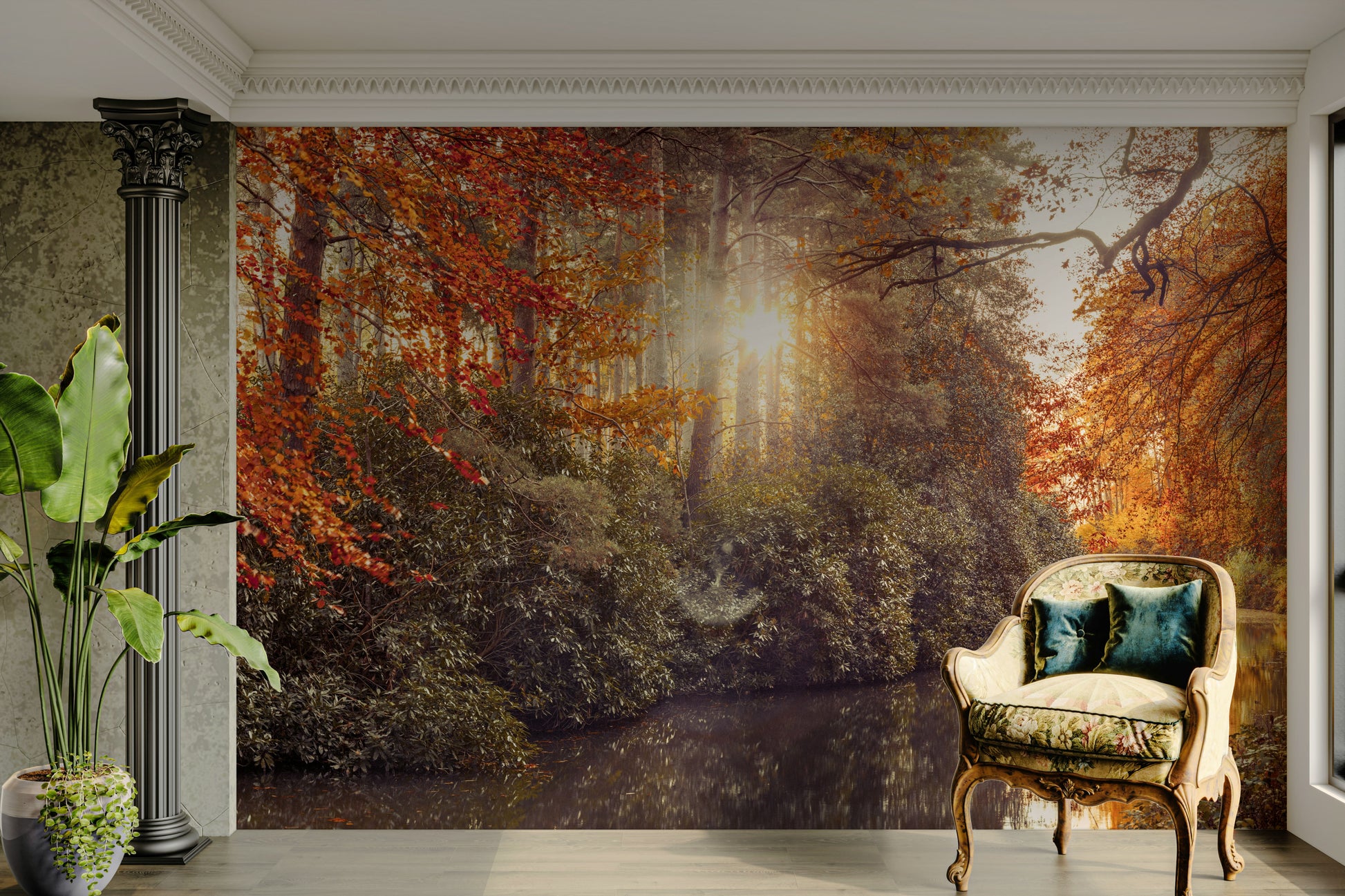 A close-up of the delicate trees and gilded colors.

