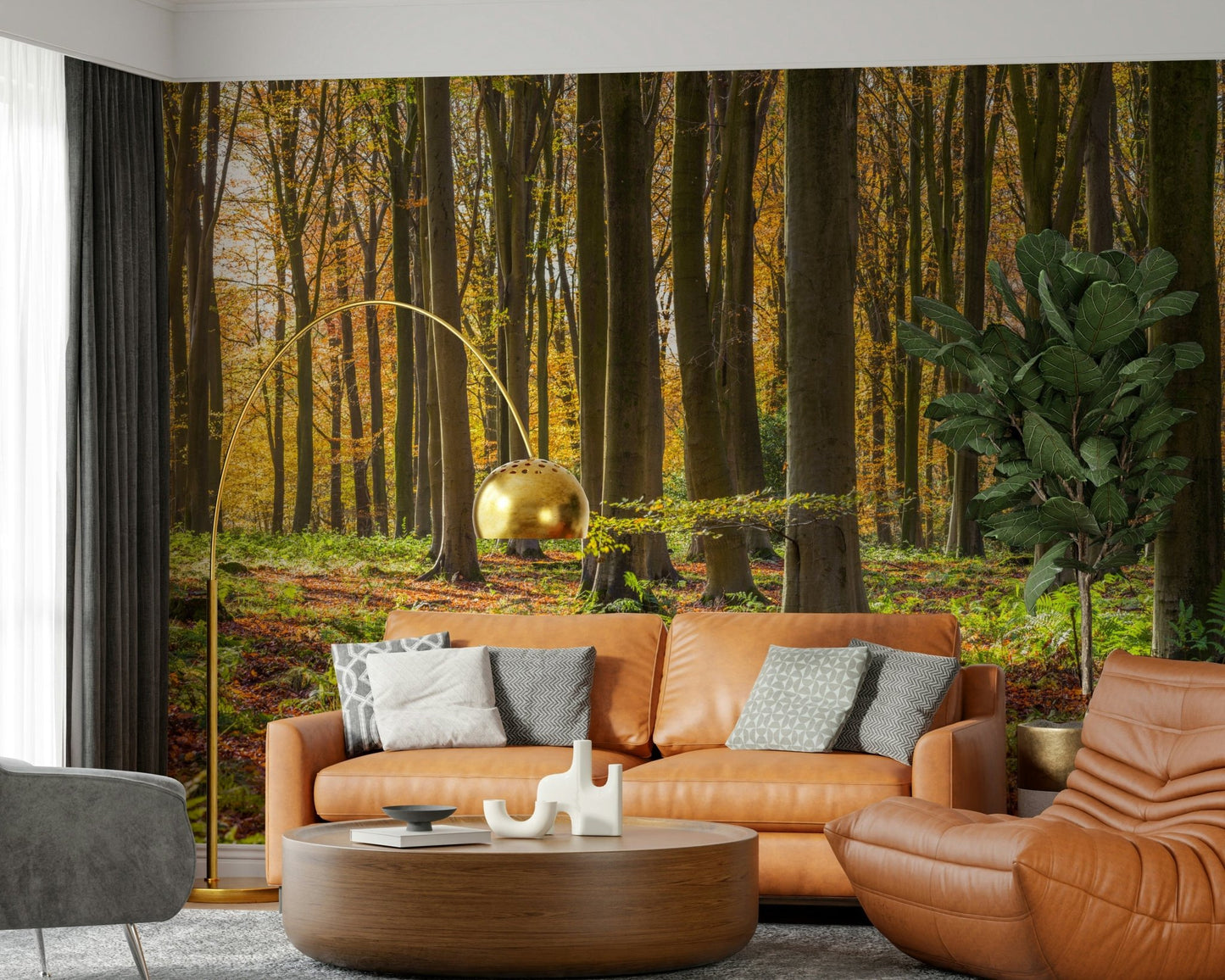 Serene Gilded Woods canopy and ground coverage design element.