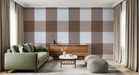 Gingham Mocha Borwn Linen Texture Country Wallpaper⁠